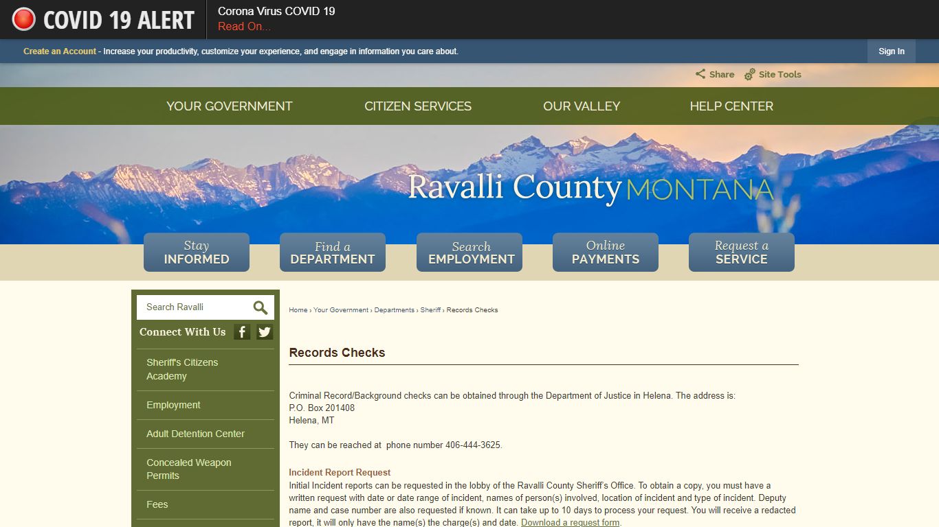 Records Checks | Ravalli County, MT - Official Website